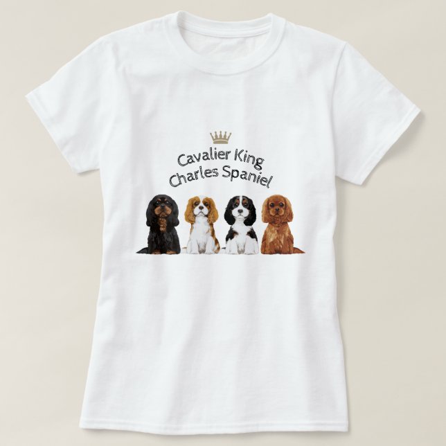 Unbekümmerter Königcharles Spaniel-illustrierter T T-Shirt (Design vorne)