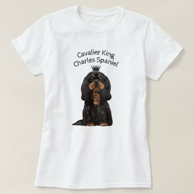 Unbekümmerter Königcharles Spaniel-illustrierter T T-Shirt (Design vorne)