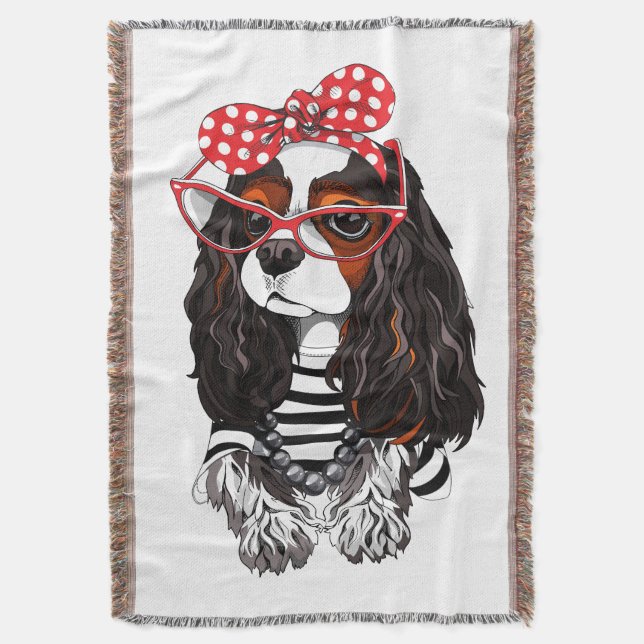 Unbekümmerter Königcharles Spaniel von Paris mit Decke (Vorderseite Vertikal)