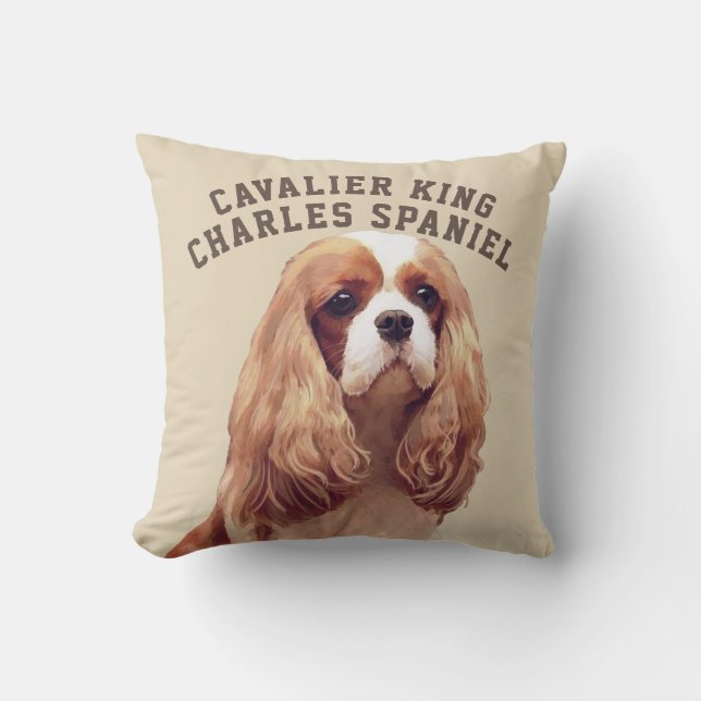 Unbekümmertes Königcharles Spaniel-illustriertes Kissen (Vorderseite)