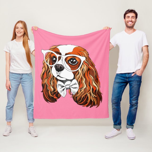 Unbekümmertes Königcharles Spaniel-Porträt Fleecedecke (Beispiel)