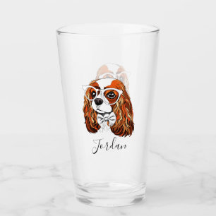 Unbekümmertes Königcharles Spaniel-Porträt   Glas