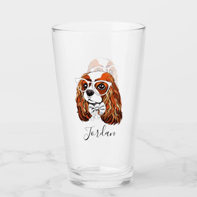 Unbekümmertes Königcharles Spaniel-Porträt | Glas (Vorderseite)