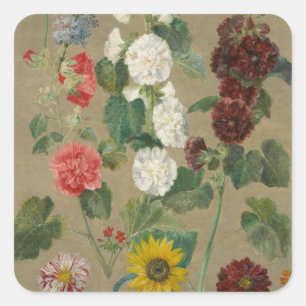 Unbenannt (Blume) (Öl an Bord) Quadratischer Aufkleber