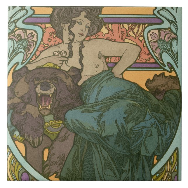 Unbenannt nach Alphonse Mucha (1902) Fliese (Vorderseite)