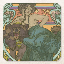 Unbenannt nach Alphonse Mucha (1902) Rechteckiger Pappuntersetzer
