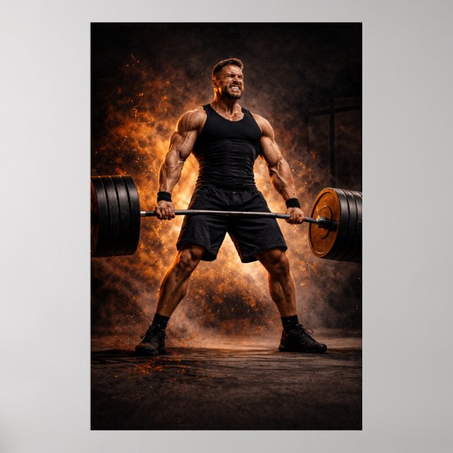 Unbeugsame Stärke – Schweres Kreuzheben Power Post Poster (Vorne)