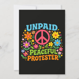 Unbezahlter friedlicher Protestierender Retro-Frie Einladung