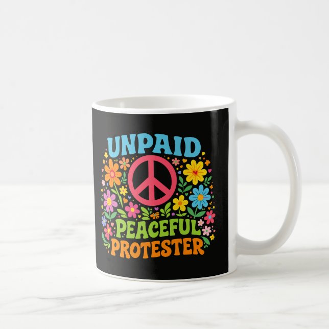 Unbezahlter friedlicher Protestierender Retro-Frie Kaffeetasse (Rechts)