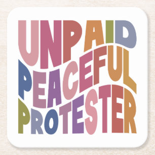 Unbezahlter friedlicher Protestierender, Retro Soz Rechteckiger Pappuntersetzer