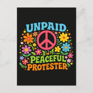 Unbezahlter friedlicher Protestierer Retro-Frieden Postkarte