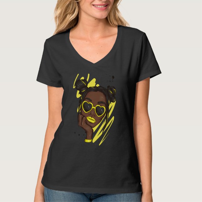 Unbothered By Negative Soul Melanin Afro American  T-Shirt (Vorderseite)