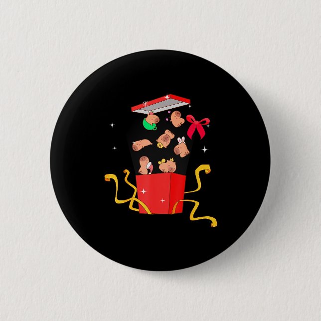 Unboxing Blind Box Capybara Pyjama Ugly Christmas  Button (Vorderseite)