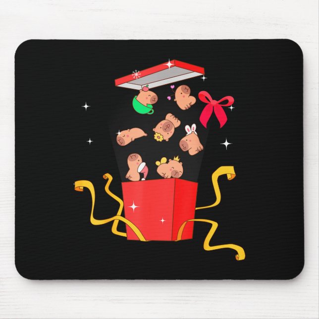 Unboxing Blind Box Capybara Pyjama Ugly Christmas  Mousepad (Vorne)