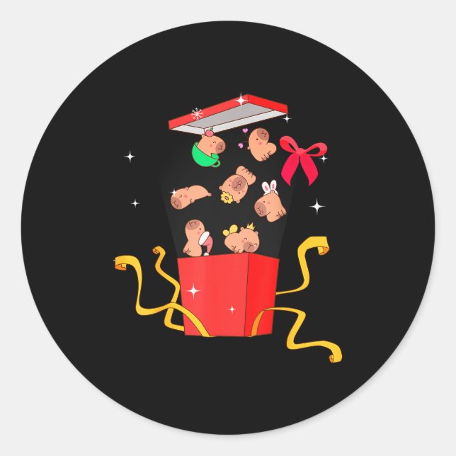 Unboxing Blind Box Capybara Pyjama Ugly Christmas  Runder Aufkleber (Vorderseite)