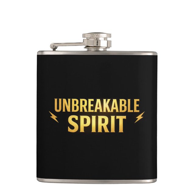 Unbreakable Spirit Black Stainless Steel Hip Flask Flachmann (Vorderseite)