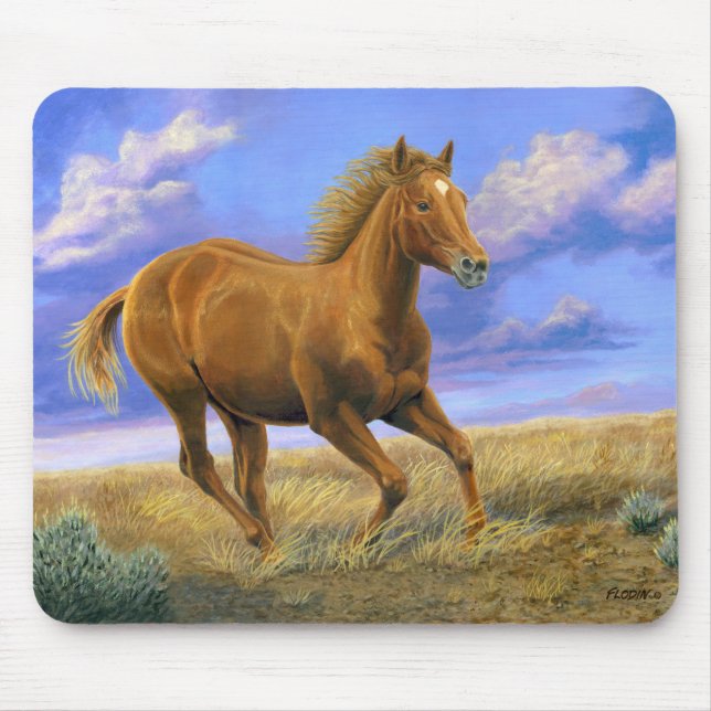 "Unbridled Freedom" Quarterpferd läuft Mousepad (Vorne)