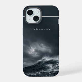 Unbroken - Dunkle stürmische Ozean-Ästhetik-Zitat iPhone 15 Hülle