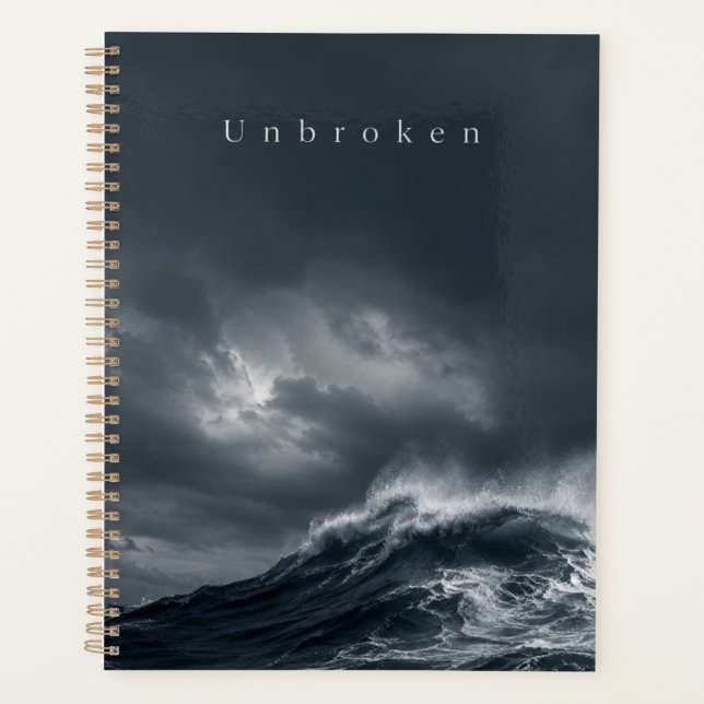 Unbroken - Dunkle stürmische Ozean-Ästhetik-Zitat Planer (Vorderseite)