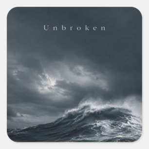 Unbroken - Dunkle stürmische Ozean-Ästhetik-Zitat Quadratischer Aufkleber