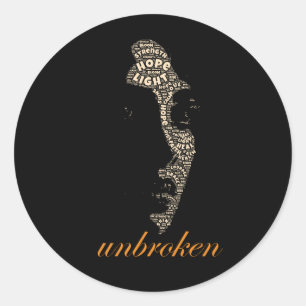 Unbroken Woman Typography Runder Aufkleber