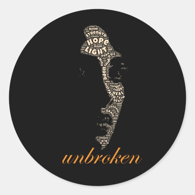 Unbroken Woman Typography Runder Aufkleber (Vorderseite)