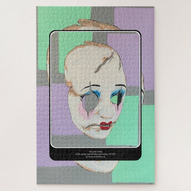 'Uncanny Valley' Malerei auf einem Puzzle (Vertikal)