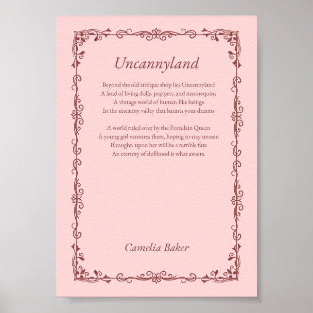 Uncannyland Poem Print Poster (Vorne)