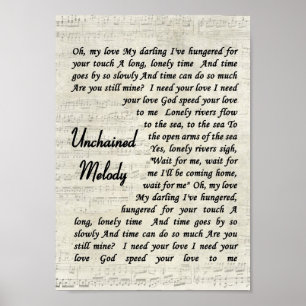 Unchained Melody Wall Art Song Lyric Print Poster