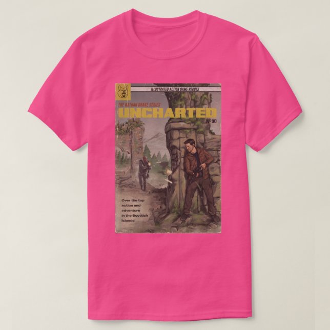 Unchargter Pulp Novel Cover Fan Art T-Shirt (Design vorne)