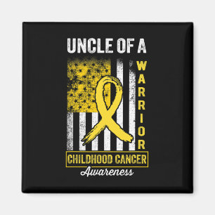 Uncle A Warrior Children Cancer Awareness Gold Magnet