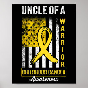 Uncle A Warrior Children Cancer Awareness Gold Poster