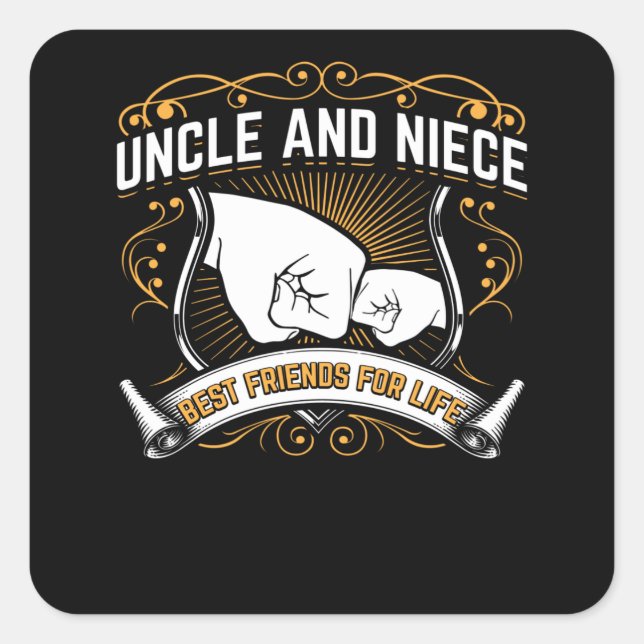 Uncle And Niece Best Friends For Life Funny Gift Quadratischer Aufkleber (Vorderseite)