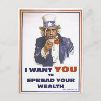 UNCLE BARACK WILL IHNEN, DEN WOHLSTAND ZU VERBREIT POSTKARTE