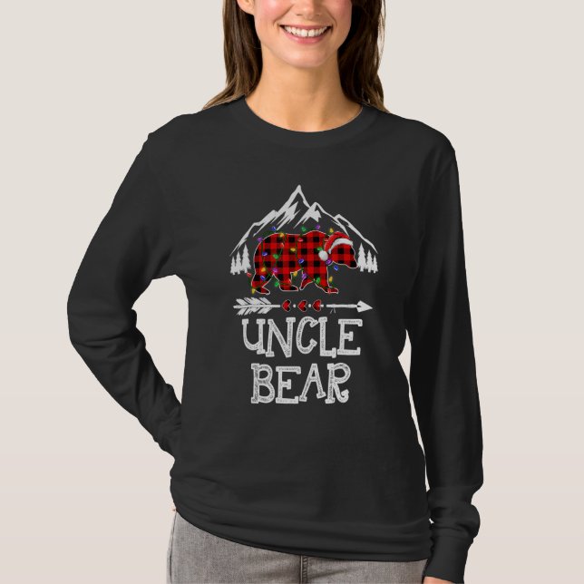 Uncle Bear Buffalo Plaid Matching Family Christmas T-Shirt (Vorderseite)