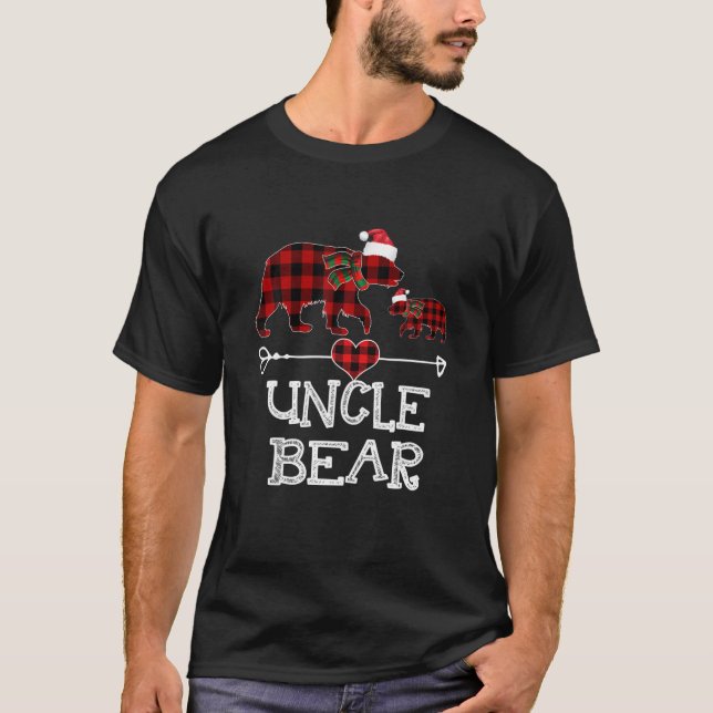 Uncle Bear Christmas Pajama Red Kariert Buffalo Fa T-Shirt (Vorderseite)