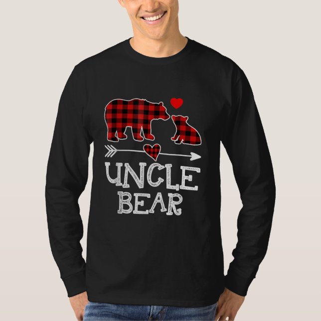 Uncle Bear Christmas Pajama Red Kariert Buffalo T-Shirt (Vorderseite)