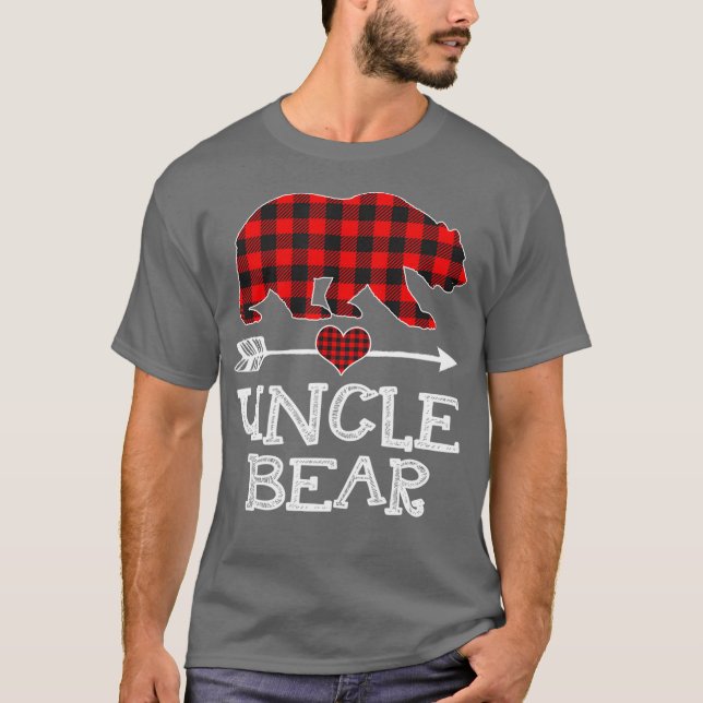 Uncle Bear Christmas Pajama Red Kariert Buffalo T-Shirt (Vorderseite)