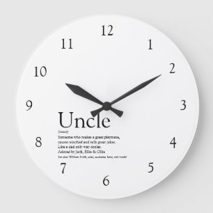 Uncle Black and White Große Wanduhr
