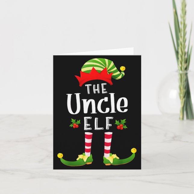 Uncle Christmas Elf Matching Pajama X-mas Party  Karte (Vorderseite)