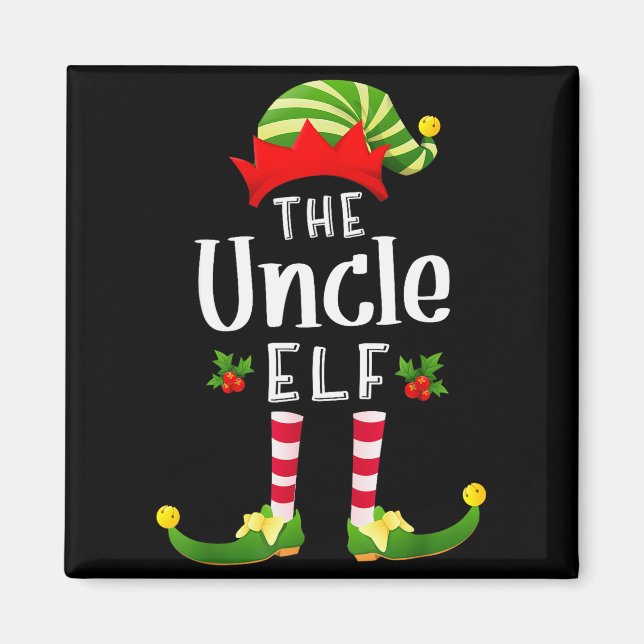 Uncle Christmas Elf Matching Pajama X-mas Party  Magnet (Vorne)