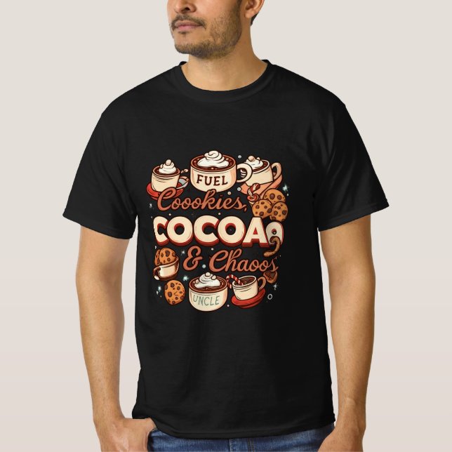 Uncle Fuel: Cookies, Cocoa & Chaos | Funny Holiday T-Shirt (Vorderseite)