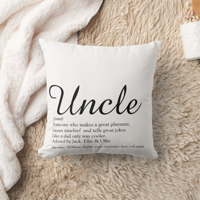 Uncle Fun Cool Elegantes Script Schwarz und Weiß Kissen (Decke)