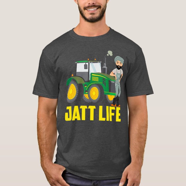 Uncle Jee Punjabi Bauer Jatt Life Tractor T-Shirt (Vorderseite)