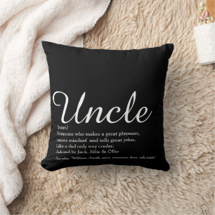 Uncle Modern Fun Elegantes Skript Schwarz und Weiß Kissen
