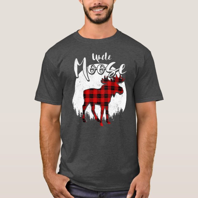 Uncle Moose Red Kariert Buffalo Matching Family T-Shirt (Vorderseite)