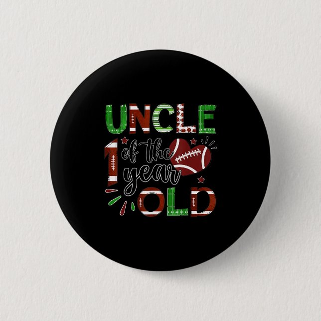 Uncle Of The 1 Year Old Football 1st Birthday Boy  Button (Vorderseite)
