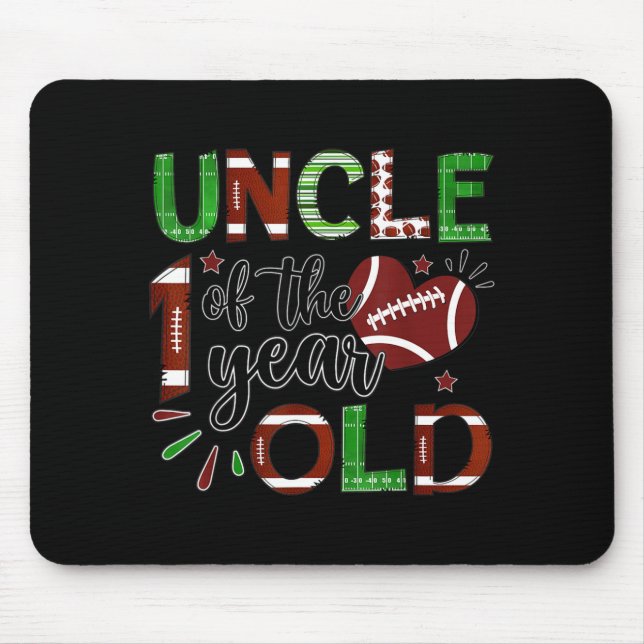 Uncle Of The 1 Year Old Football 1st Birthday Boy  Mousepad (Vorne)