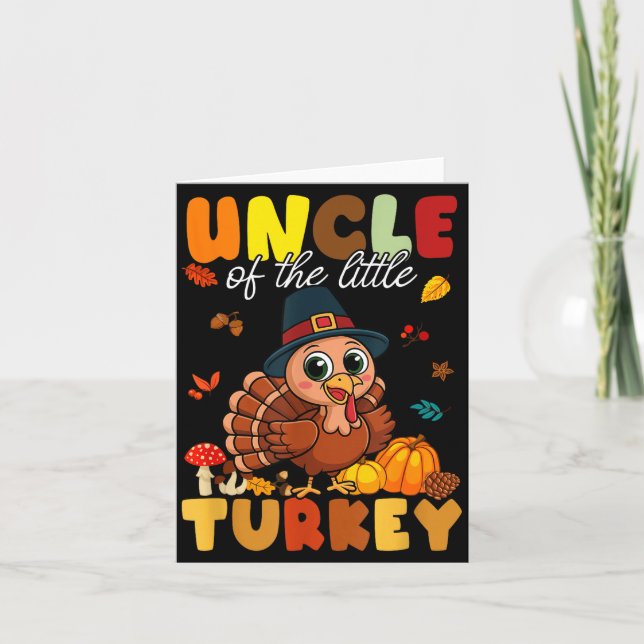 Uncle Of The Little Turkey Thanksgiving Baby Showe Karte (Vorderseite)