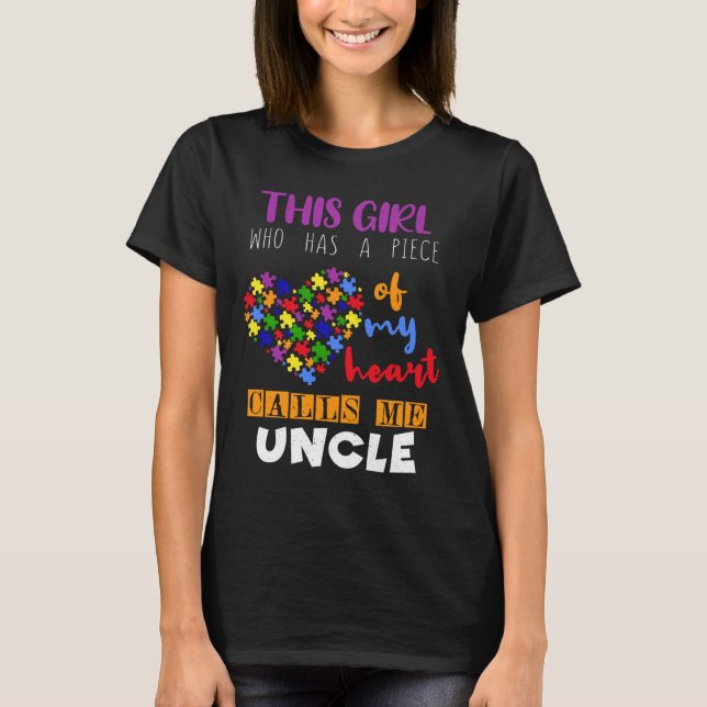 Uncle Piece Girl Puzzle Autismus Bewusstsein T-Shirt (Vorderseite)